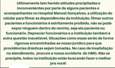 É PROIBIDO! - Hospital divulga comunicado sobre proibição de filmagens no PA