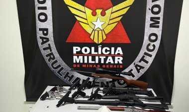 PM apreende arsenal e prende casal  com 12 armas e milhares de munições