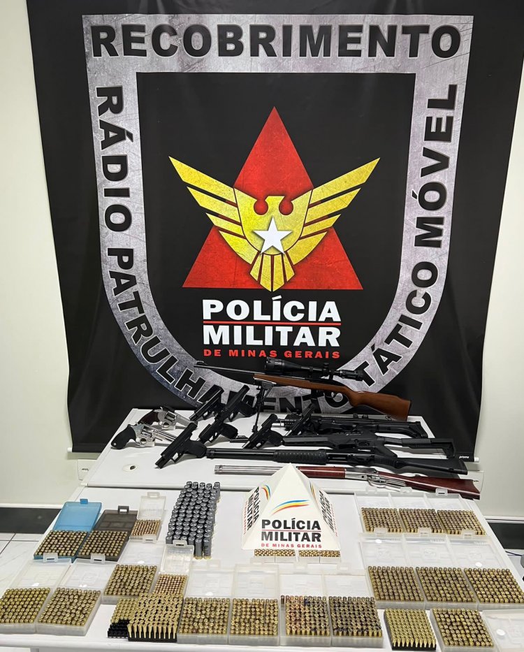 PM apreende arsenal e prende casal com 12 armas e milhares de munições