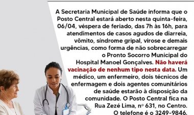 Plantão na saúde nesta quinta-feira, 6 de abril