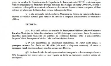 Neider Moreira responde Câmara e decreta aumento da passagem em Itaúna: R$ 6,50