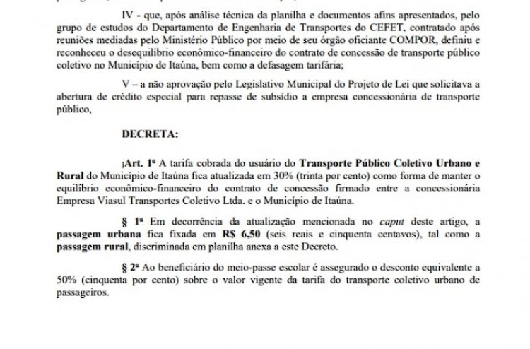 Neider Moreira responde Câmara e decreta aumento da passagem em Itaúna: R$ 6,50
