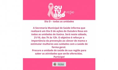 Prevenção ao  câncer de mama tem Dia D em Itaúna