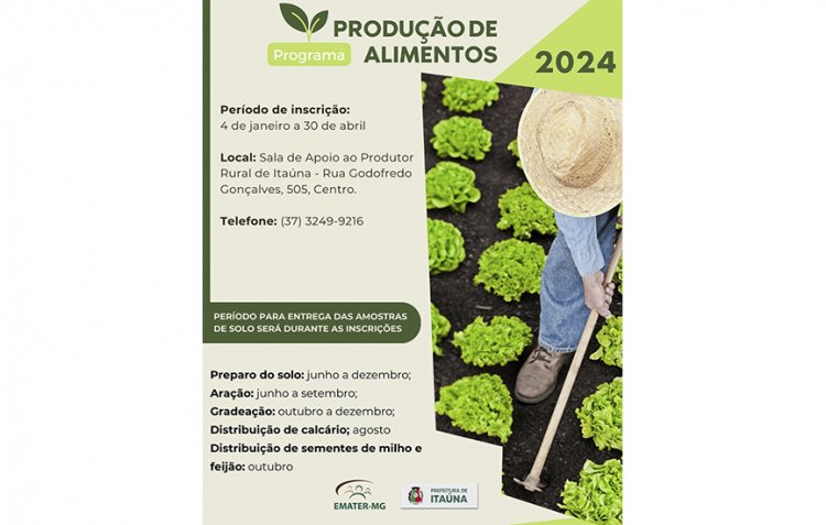 Programa para incentivar a produção já começou