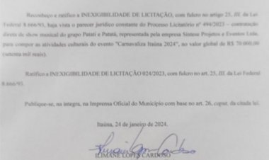 Prefeitura já contratou R$ 260 mil em shows