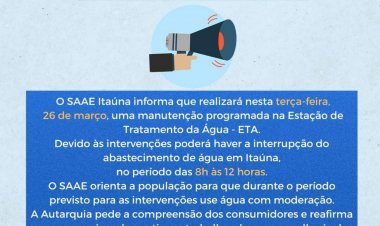 Pode faltar água nesta terça-feira, 26 de março, em Itaúna