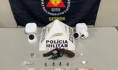 PM apreende droga, arma e dinheiro no Murilo Gonçalves