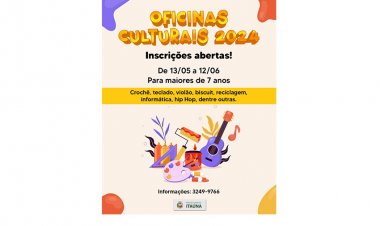 Inscrições para Oficinas Culturais vão até 12/06