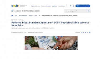 Governo Federal contesta informação do setor de “serviços funerários”