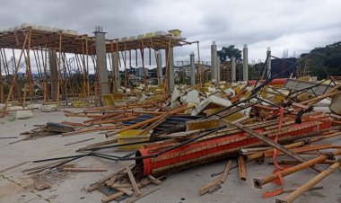 Escoramento de laje desaba e três pessoas ficam feridas