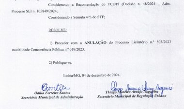 VARRIÇÃO - Licitação de  quase R$ 5  milhões é anulada