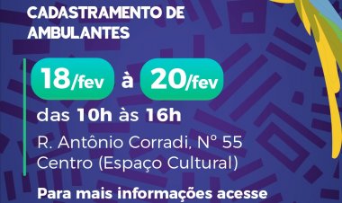 CARNAVAL:  Ambulantes têm até amanhã, dia 20, para se cadastrar