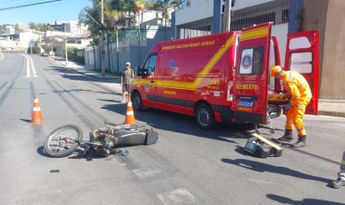 Motocicleta e carro colidem no Belvedere