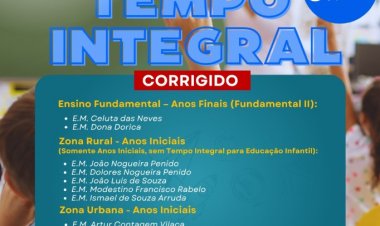 Prefeitura retoma ensino em tempo integral