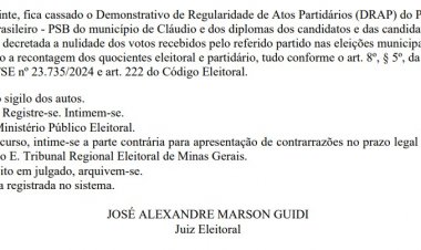 Vereador de Cláudio  perde o mandato