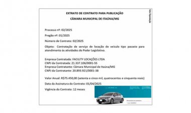 Legislativo aluga carro  a R$ 6.287,50 por mês
