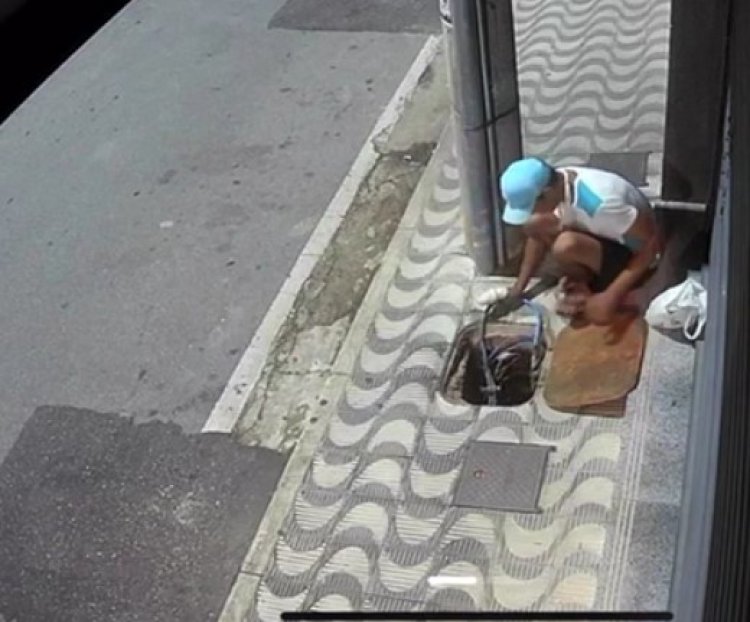 Ladrão é flagrado no ato de furto de fiação