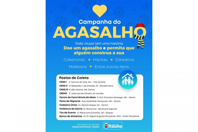 CHEGOU O FRIO - E a Campanha do Agasalho já começou!