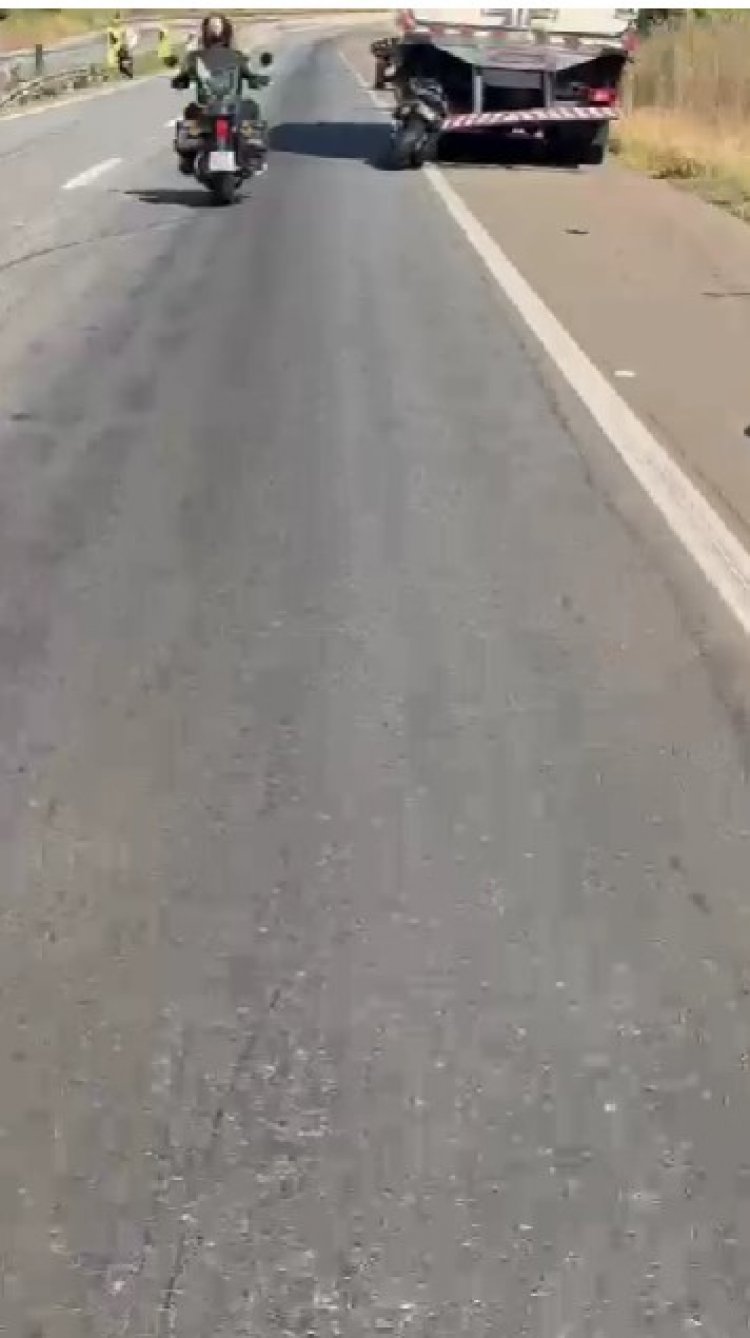 Motociclista perde o controle da moto e bate na traseira de caminhão na BR-262