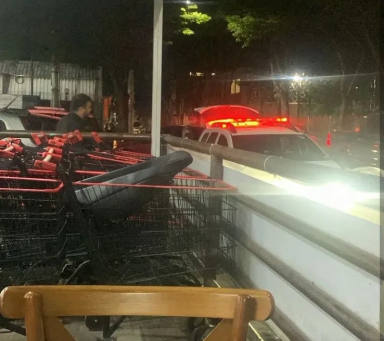 Homem aparentemente embriagado agride esposa e é contido em supermercado em Santanense