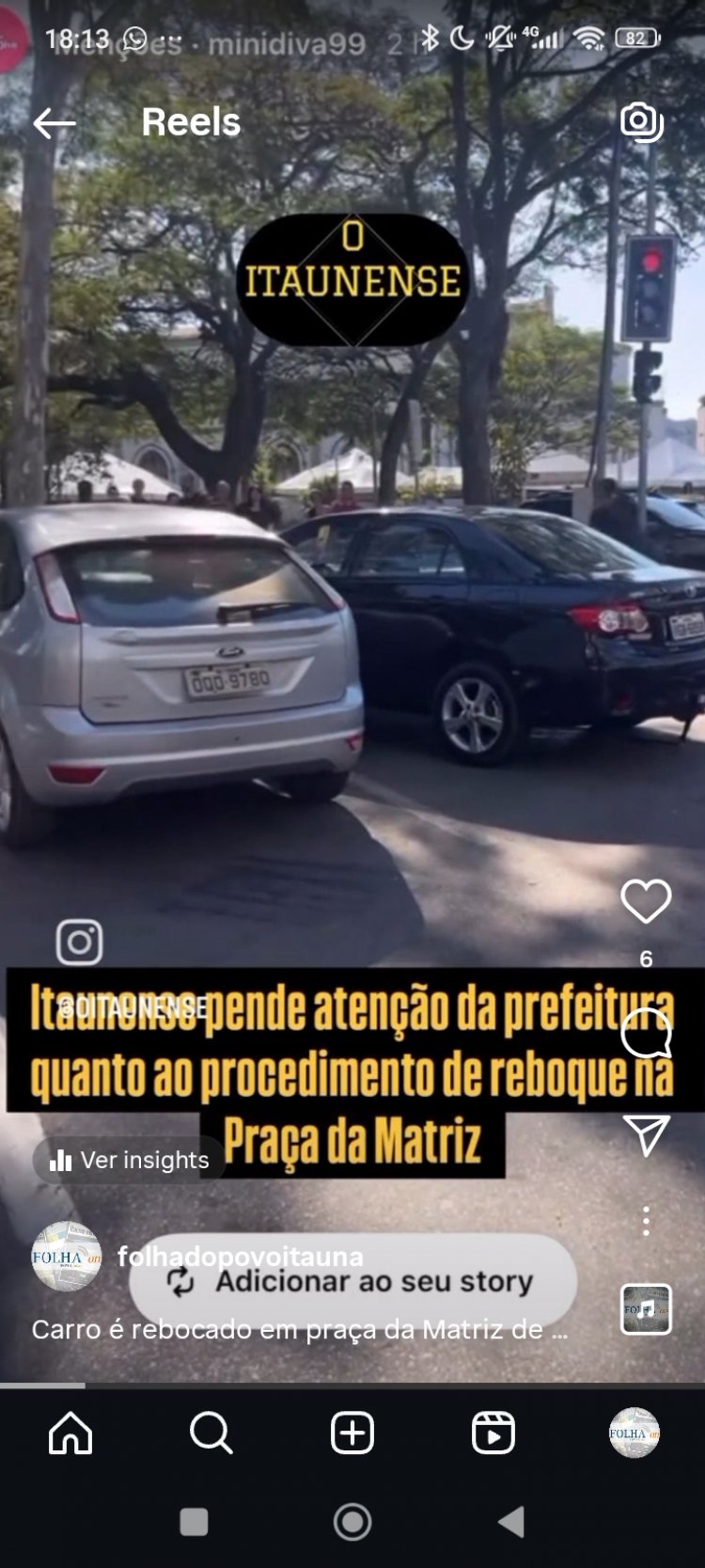Carros são rebocados na praça da Matriz gerando controvérsia sobre a sinalização