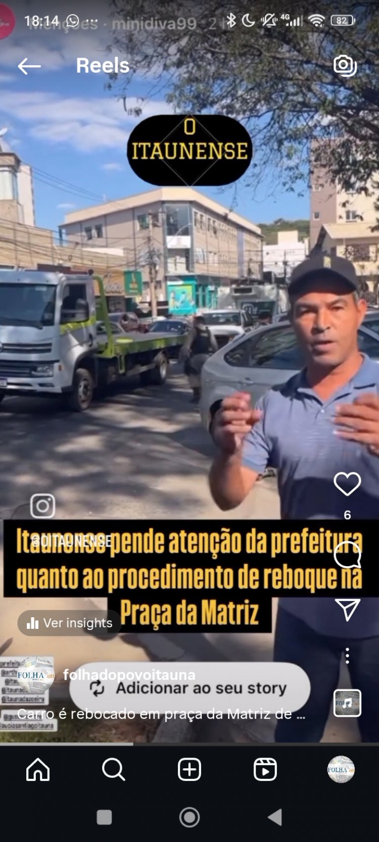 Carros são rebocados na praça da Matriz gerando controvérsia sobre a sinalização
