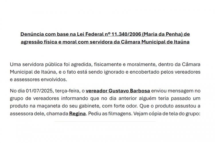 PÓ-DE-MICO - FOLHA recebe cópia de denúncia com base na Lei Maria da Penha
