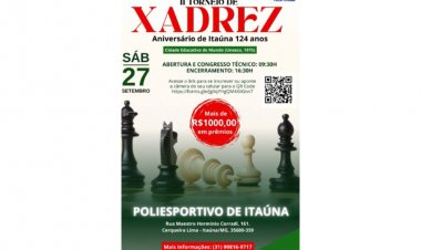 II Torneio de Xadrez -  Aniversário de Itaúna é no dia 27