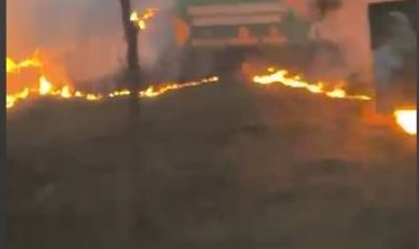 Incêndio de grande proporção consome extensa área próximo a pedágio em Itaúna