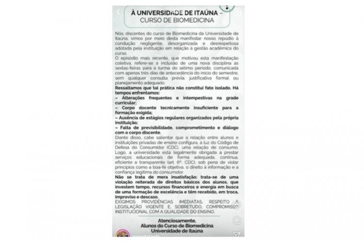 Mais denuncias contra UI - Alunos da Biomedicina exigem providências
