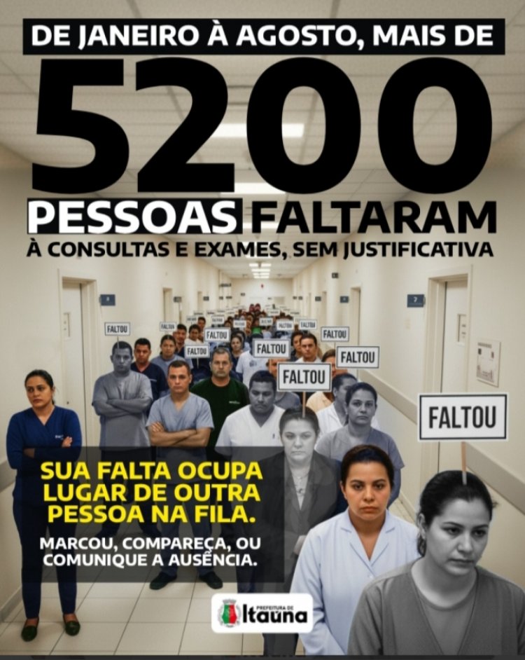 O desafio das ausências: Mais de 5 mil faltas em consultas e exames em Itaúna