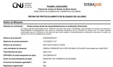 Justiça bloqueia bens de vereador, ex-gestores e empresa após ação movida pelo Município de Carmópolis de Minas
