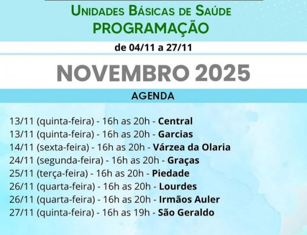 Prefeitura divulga programação do projeto Saúde do Trabalhador em Itaúna (Novembro/2025)