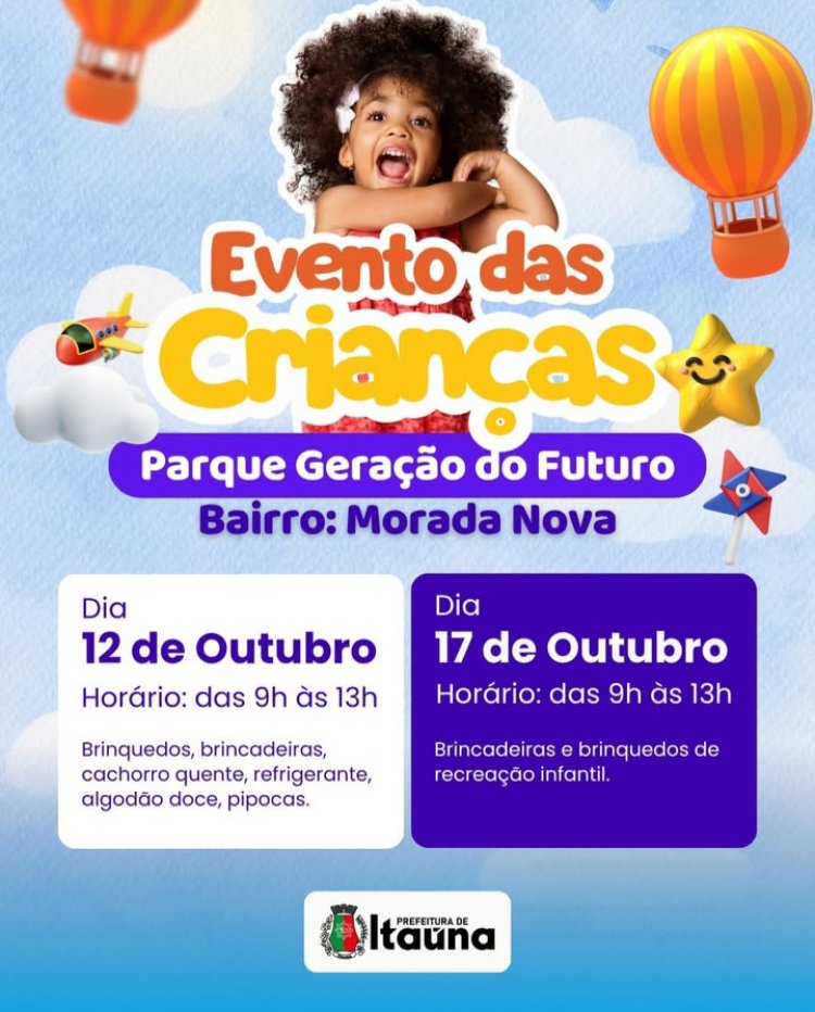 Parque Geração do Futuro: diversão em dose dupla para celebrar o mês das crianças em Itaúna!