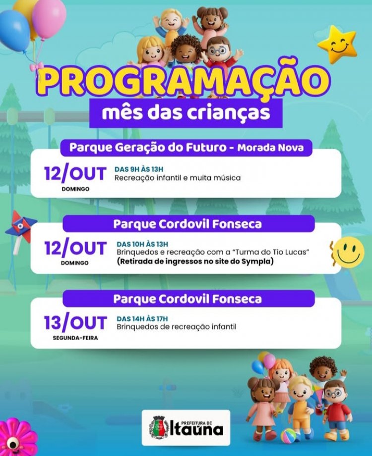 Prefeitura prepara programação especial para o dia das crianças