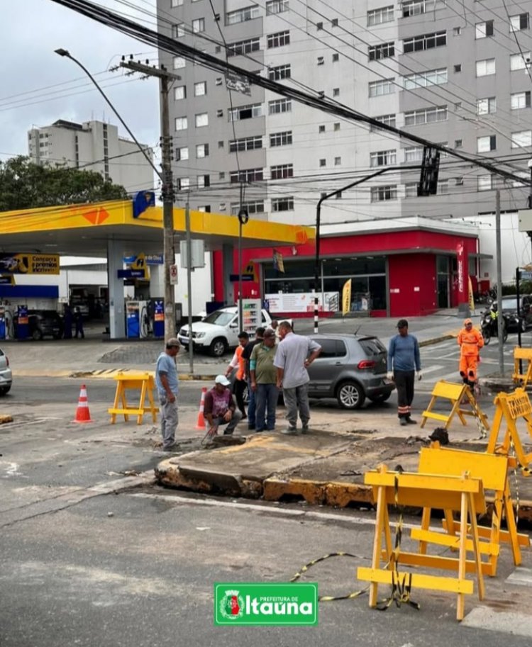 Ação pós-chuva em Itaúna com inspeção e reparos na avenida Jove Soares