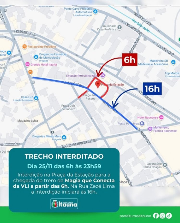 Interdição na Praça da Estação e rua Zezé Lima