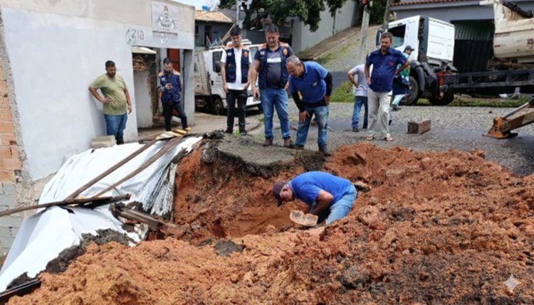 Deslizamento de terra interrompe rua Otoniel Mendes em manhã de chuva