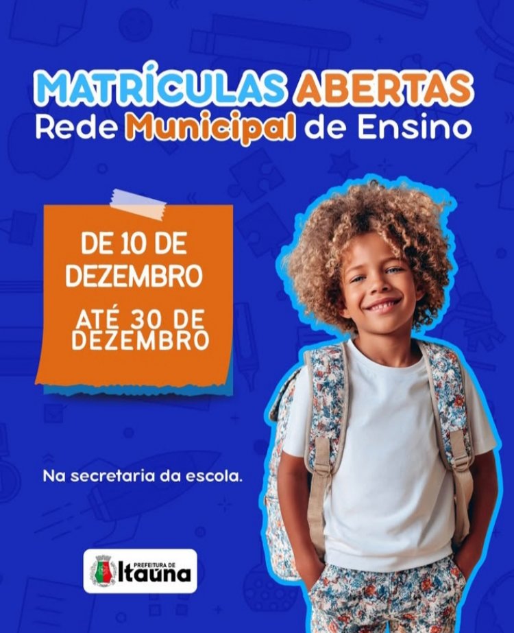 Município abriu hoje período de matrículas para o próximo ano letivo
