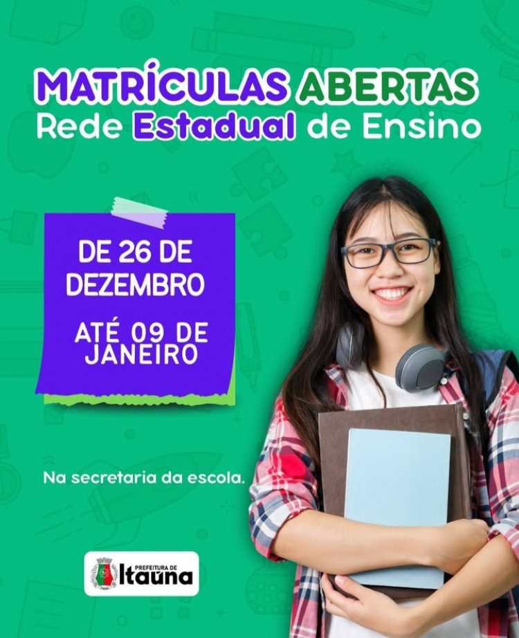 Matrículas abertas para a Rede Estadual em Itaúna