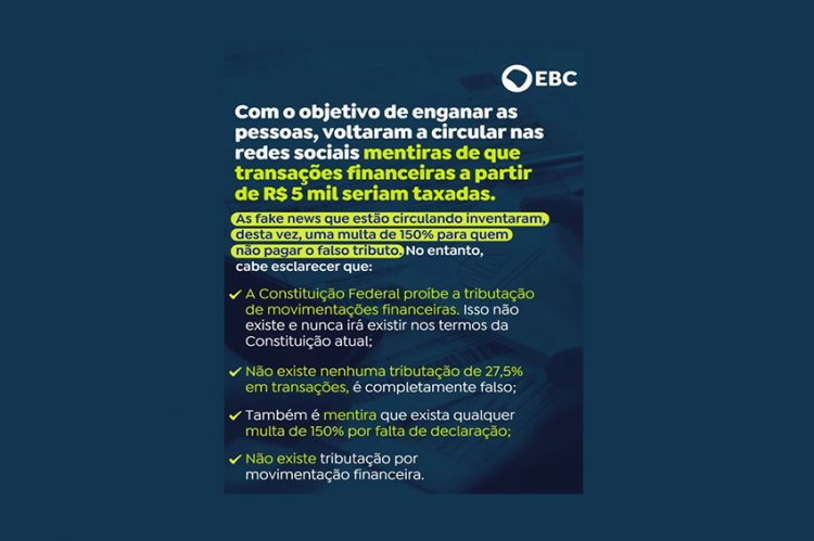 É FAKE NEWS! - Receita não vai taxar PIX acima de  R$ 5 mil