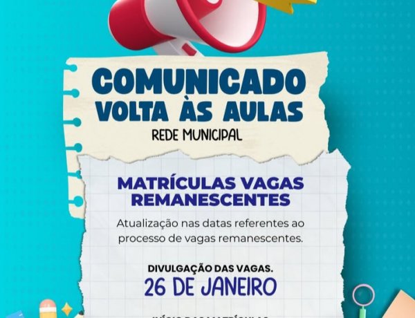 Prefeitura de Itaúna atualiza cronograma para matrículas de vagas remanescentes na rede municipal
