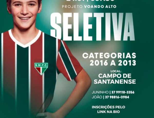 Projeto Voando Alto promove seletiva de futebol em Itaúna no próximo dia 24