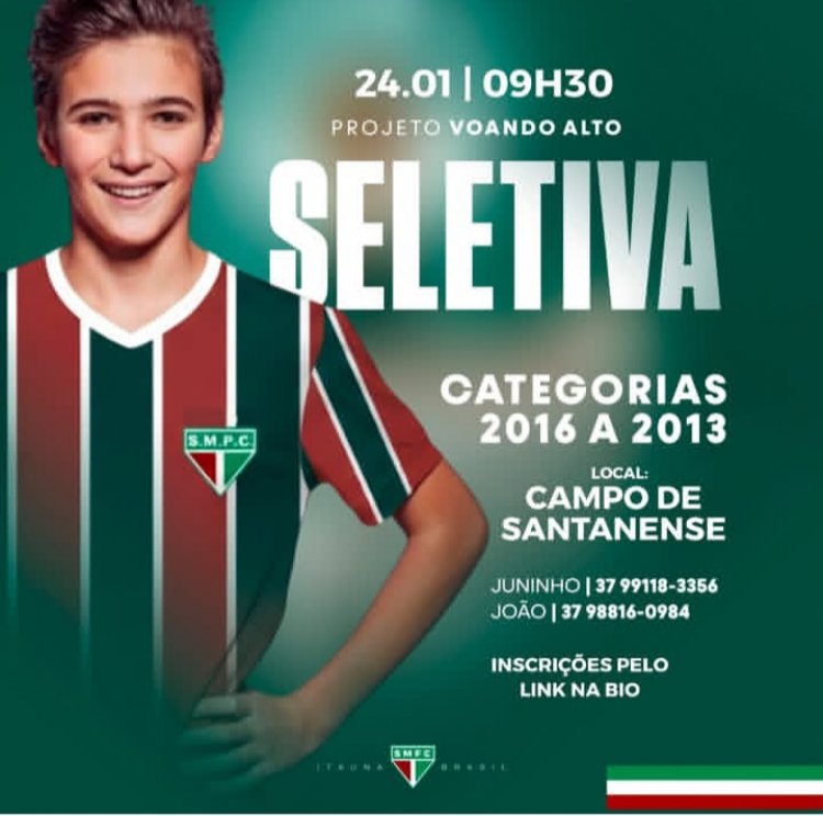 Projeto Voando Alto promove seletiva de futebol em Itaúna no próximo dia 24