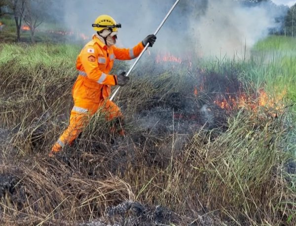 Bombeiros combatem incêndio em vegetação na zona rural de Itaúna