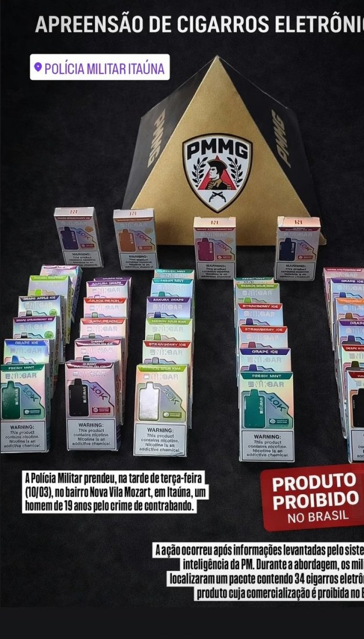 Polícia Militar apreende vários cigarros eletrônicos em Itaúna