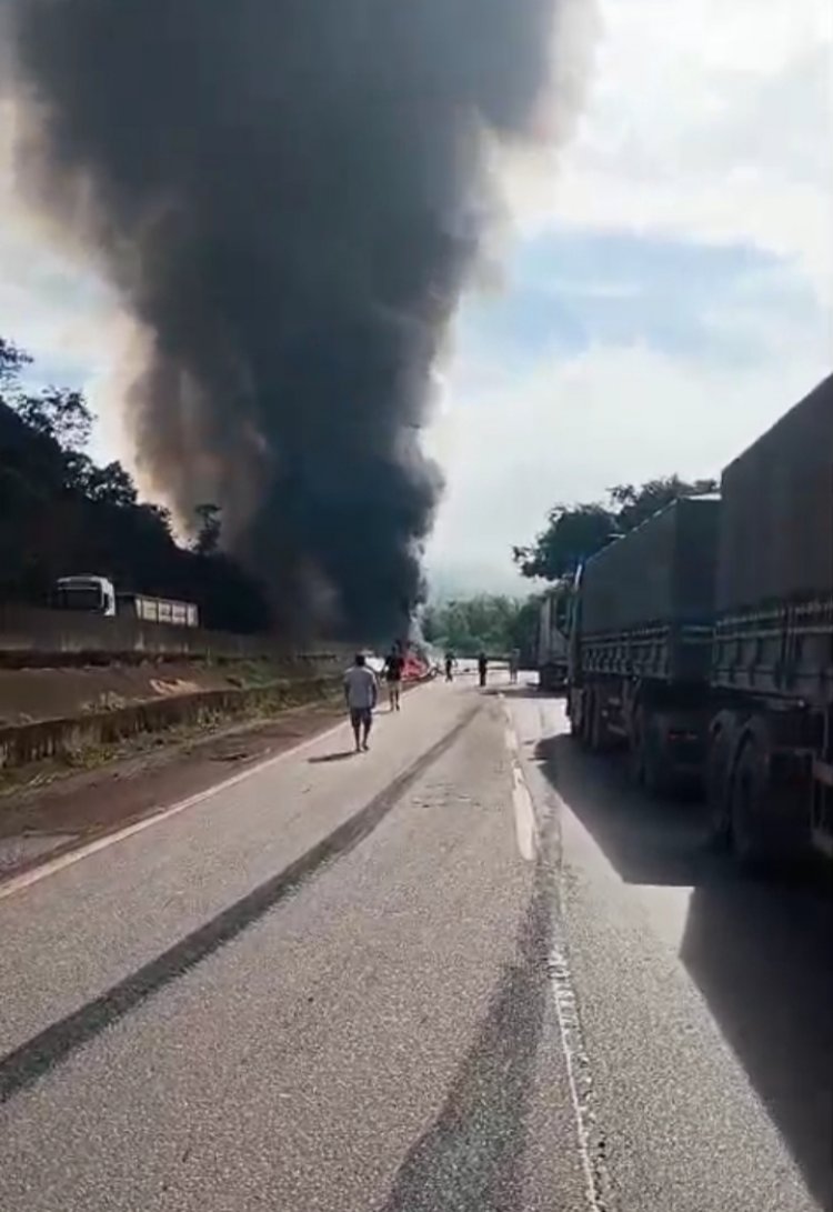 Tragédia na BR-381: Colisão entre caminhões-tanque deixa um morto e interdita rodovia na região de Igarapé