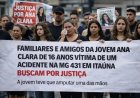 Família de jovem ferida em acidente na MG-431 protesta contra soltura de motorista em Itaúna
