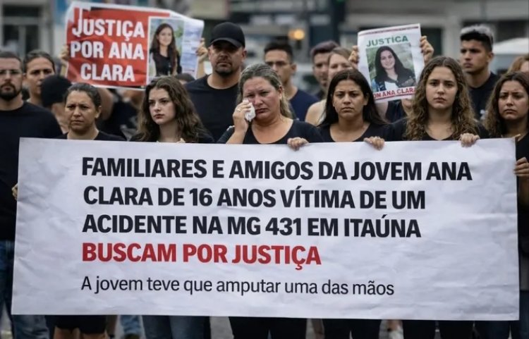Família de jovem ferida em acidente na MG-431 protesta contra soltura de motorista em Itaúna