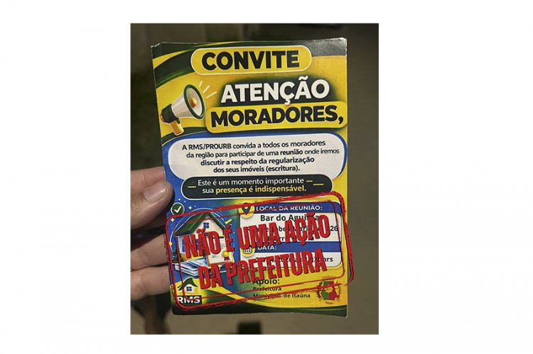 PREFEITURA ALERTA - Reunião no Bairro Vitória não é iniciativa do Município